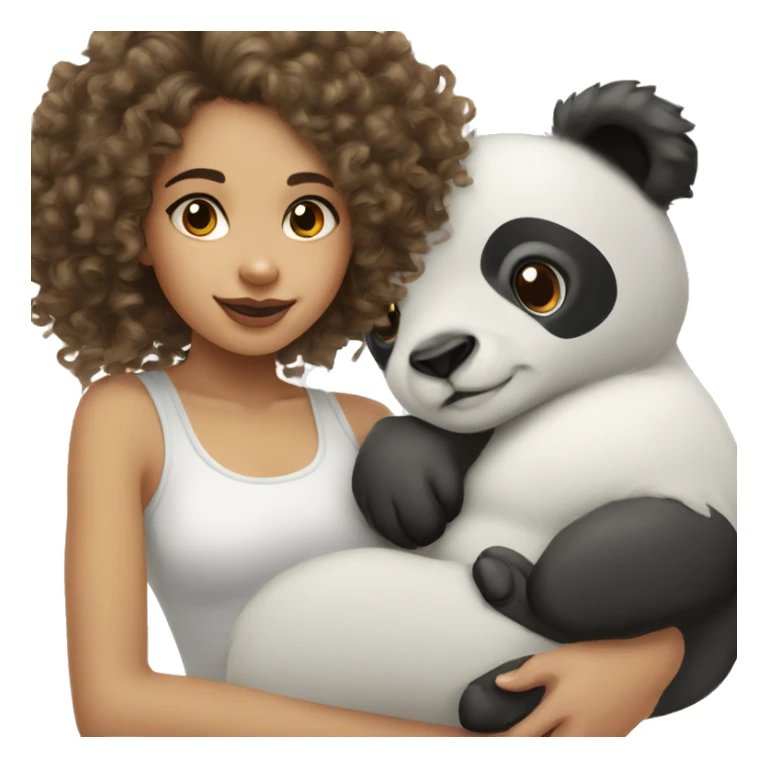 Long curly haired lightskin girl with cute panda sticker