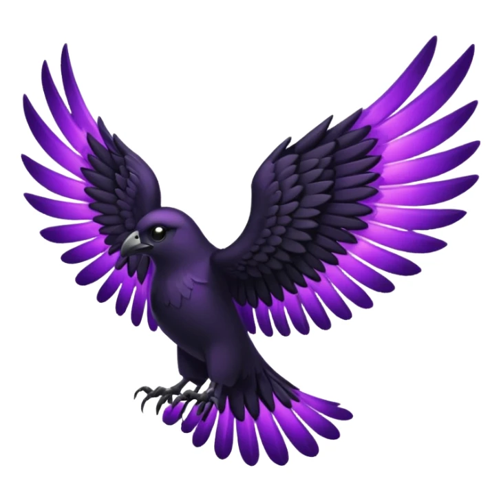 black wings with purple glow, wings only sticker