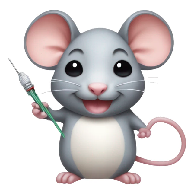 kawaii rat with a needle in his hand sticker