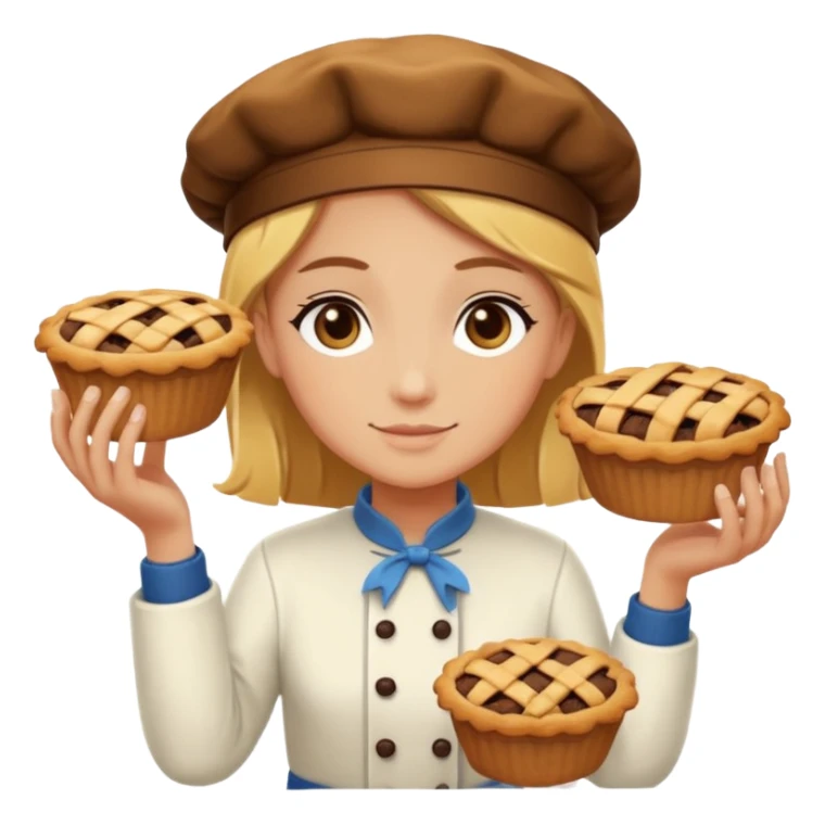 Baking community humanless avatar in vibrant style illustration. Pie, cookie, and muffin warm golden tones, simple shapes, flat design, high contrast, cozy and friendly. sticker