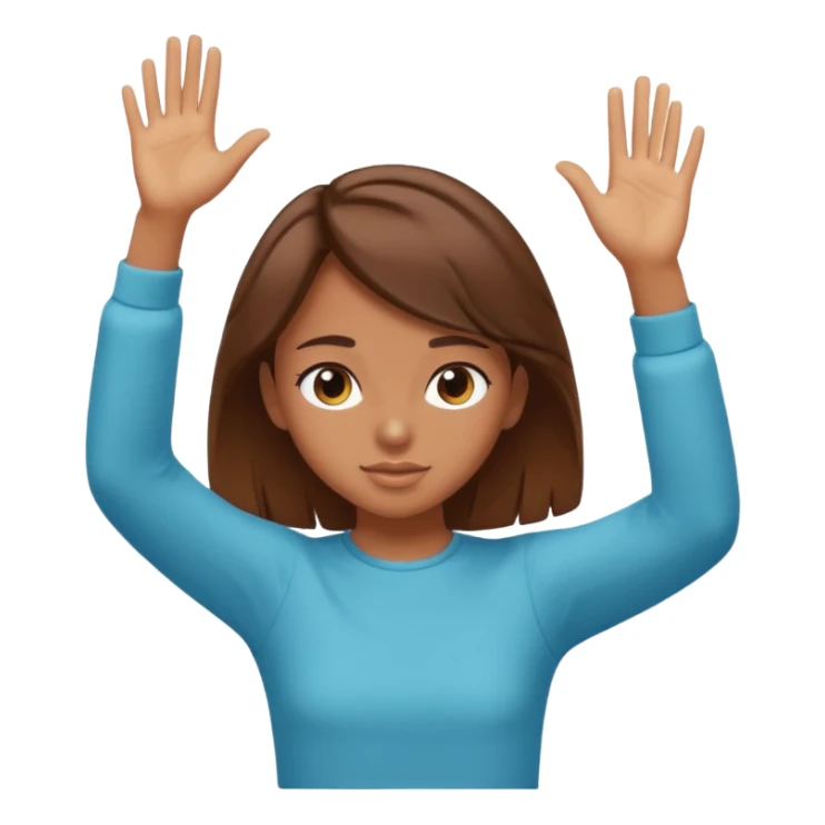 Girl with brown hair dabbing sticker