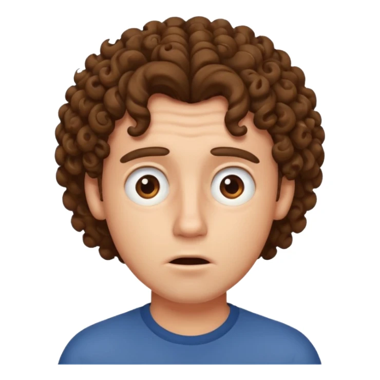 Guy with curly brown hair acting confused  sticker