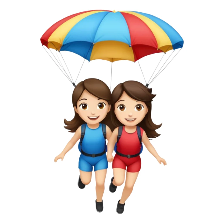 Two brunette girls with parachutes sticker