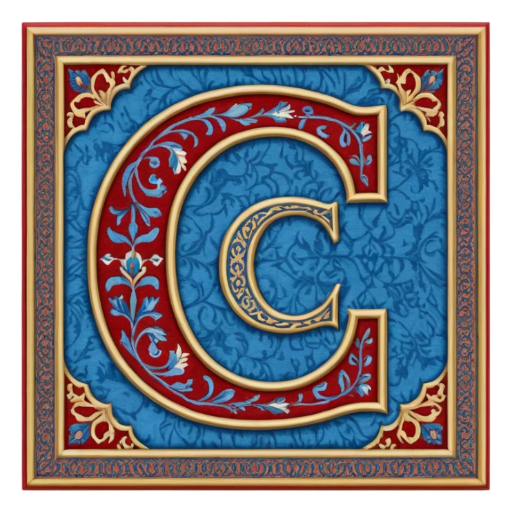  letter c made out of persian carpet texture sticker