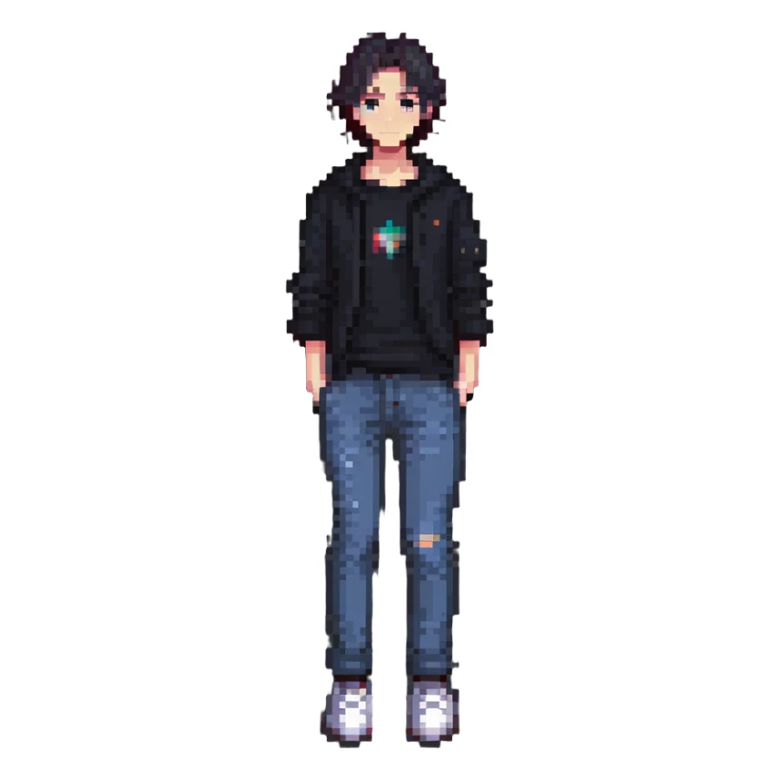 Pixel art person in casual outfit, full body sticker