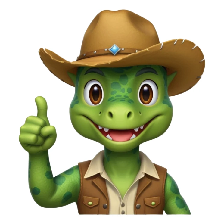 Dinosaur wearing a cowboy hat and giving thumbs up  sticker