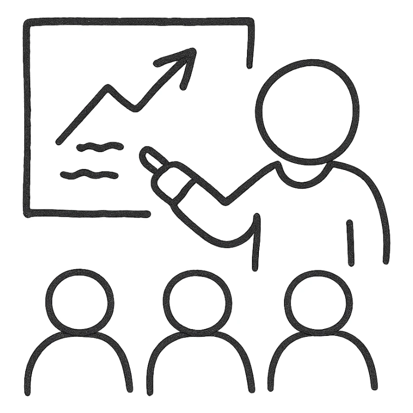 hand-drawn outlined icon of a person giving a lecture, sketchy style sticker