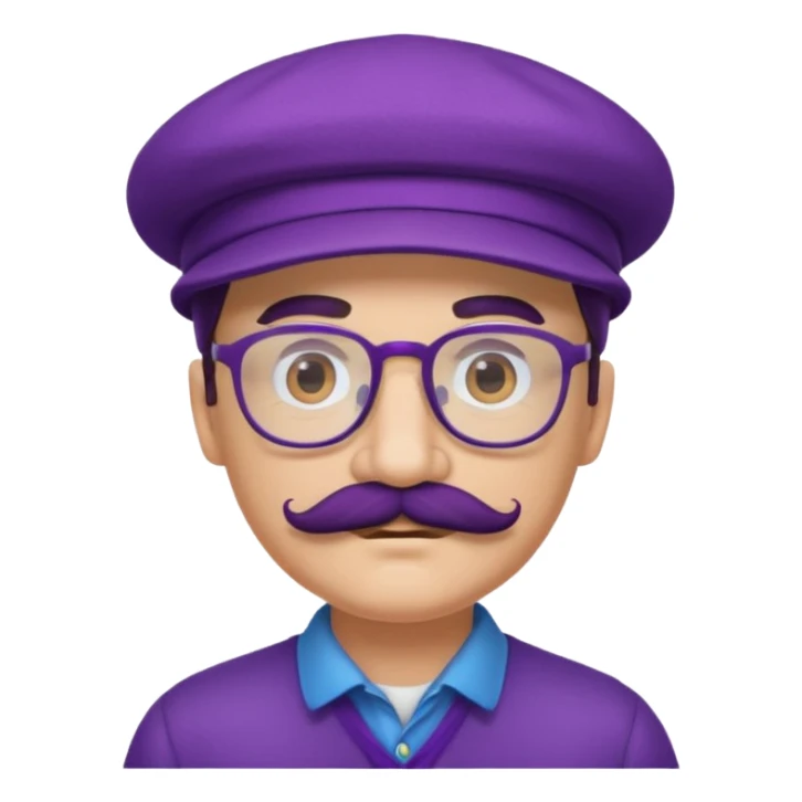 glasses purple man with hat and mustache sticker