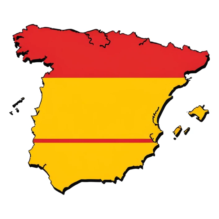 simple map of Spain (the country) in red and yellow emoji sticker
