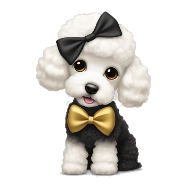 Black and gold bow on white poodle sticker
