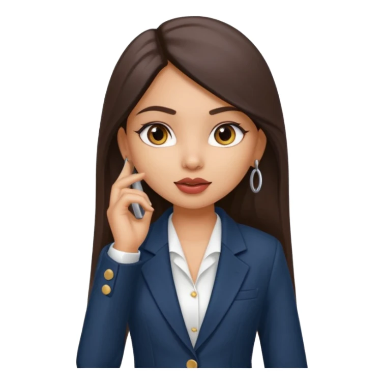 a pretty bratz fair indian girl talking on call, wearing a blazer sticker