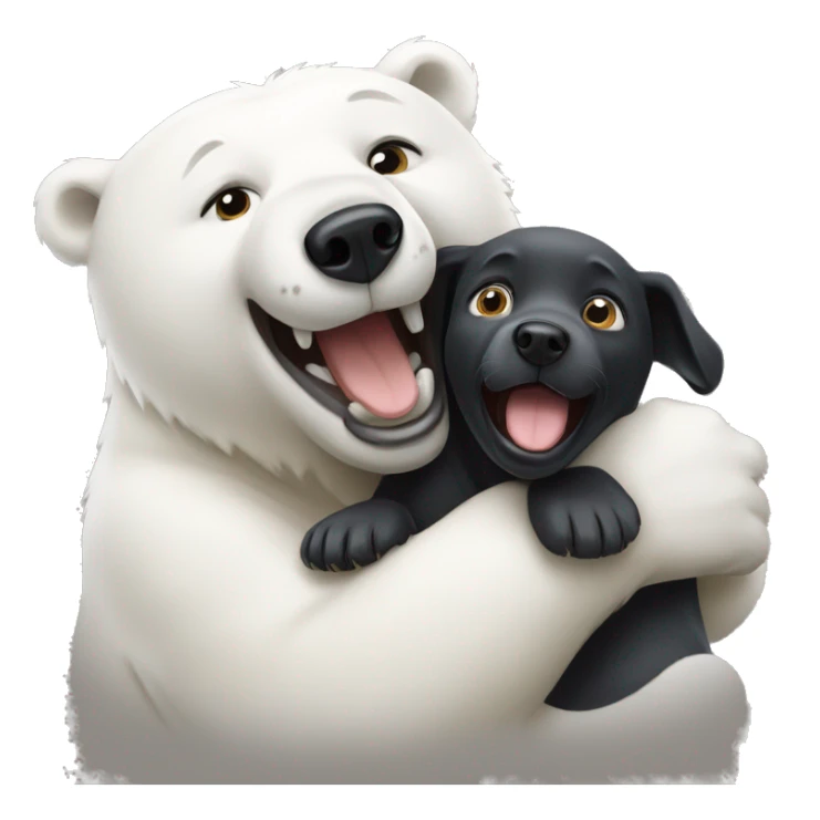 Happy polar bear tackling a black Labrador  sticker