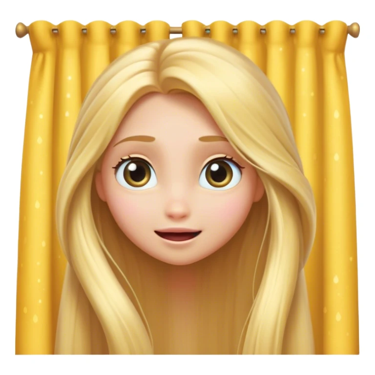 Cinematic Adorable Rapunzel Portrait Emoji, Playfully peeking out from behind a curtain of hair, big sparkling eyes, cheeks flushed with excitement, exuding charm and innocence, an absolute delight! sticker