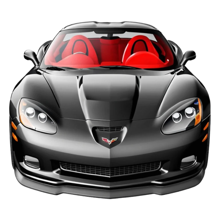 black 2006 Chevrolet Corvette C6 ZR1 with a red headlight, simplified, expressive, side view sticker