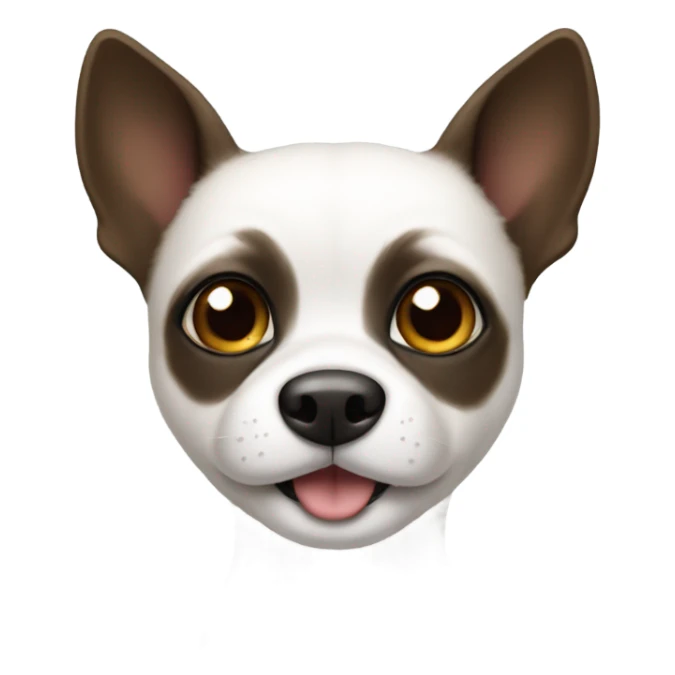 Small dog’s face with white muzzle, dark fur around eyes, black nose, and a curious, sweet expression. sticker