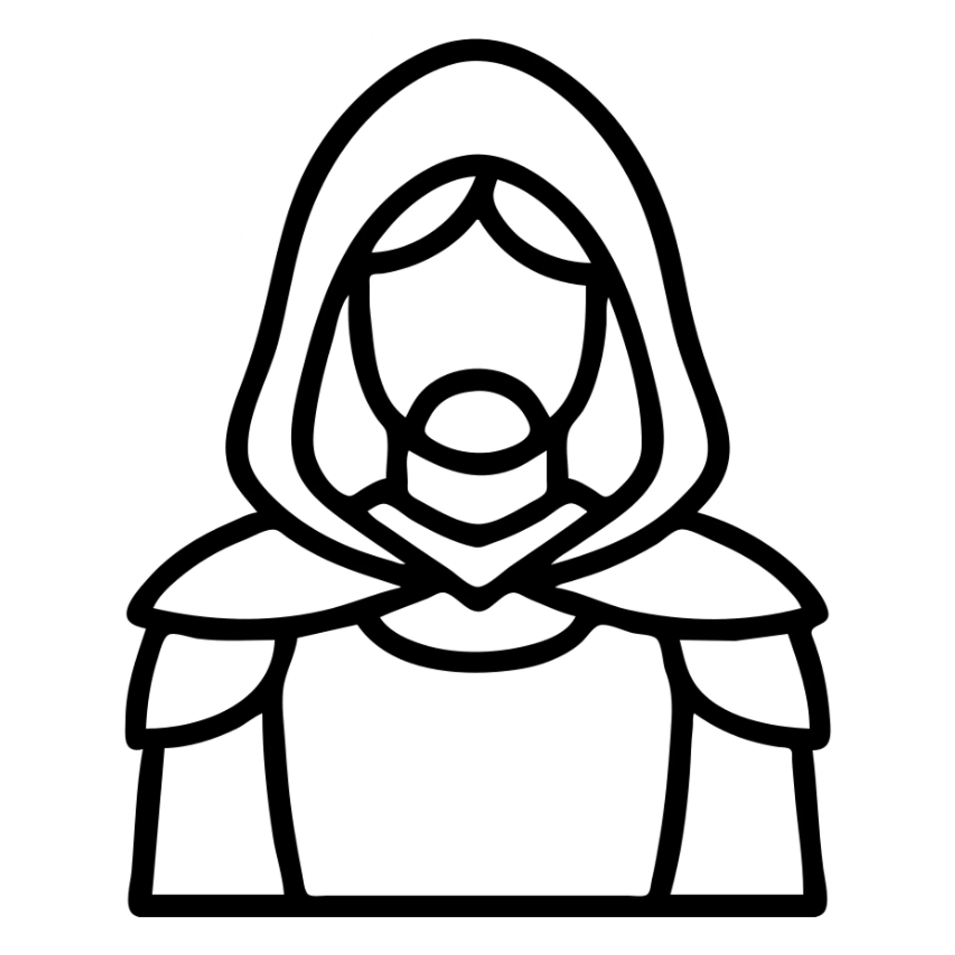 medieval hooded explorer with brown hair, no beard, wearing light armor, chest up view sticker