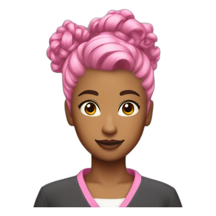 Pink hair messy bun uniform sticker