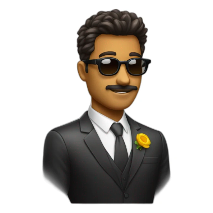 hombre de piel oscura pelo corto con lentes de sol con traje formal sticker