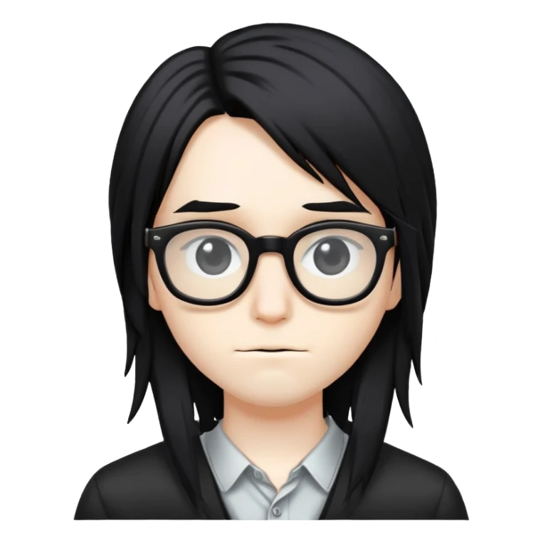 nerd with glasses and long black emo hair sticker