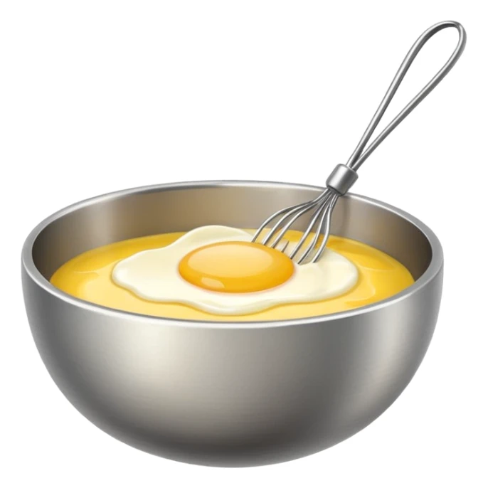 beaten egg in a bowl, There is a whisk inside the bowl. sticker