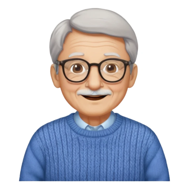 Old man, happy, wearing glasses and sweater sticker