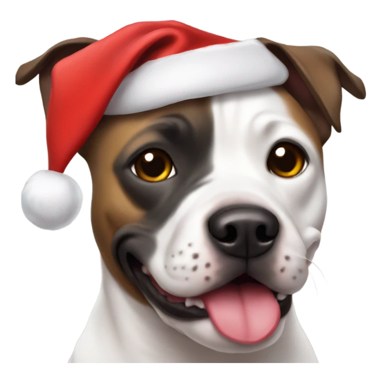 Staffy dog wearing a Santa hat sticker