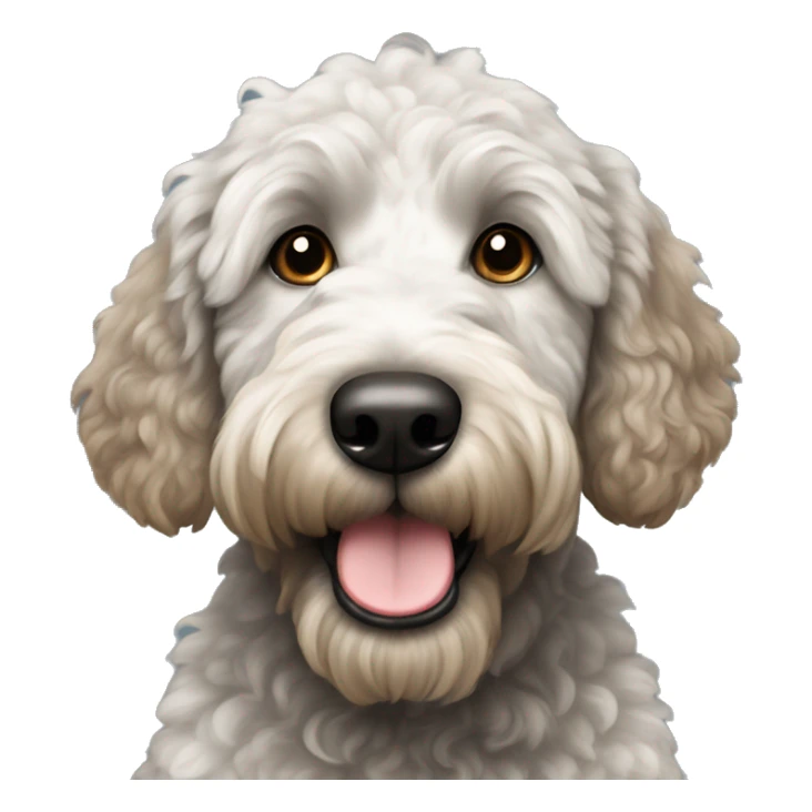 Black  with gray spots golden doodle with brown muzzle  sticker
