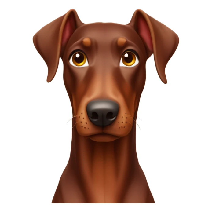 Red Doberman without cropped ears face facing front happy eyes sticker