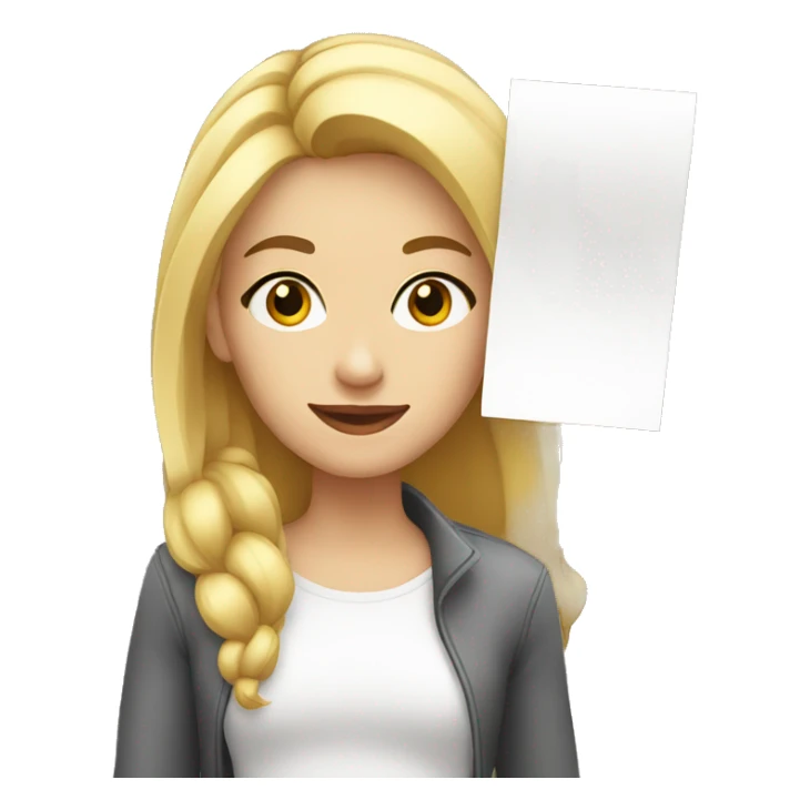 young blonde woman with white sign in hand sticker