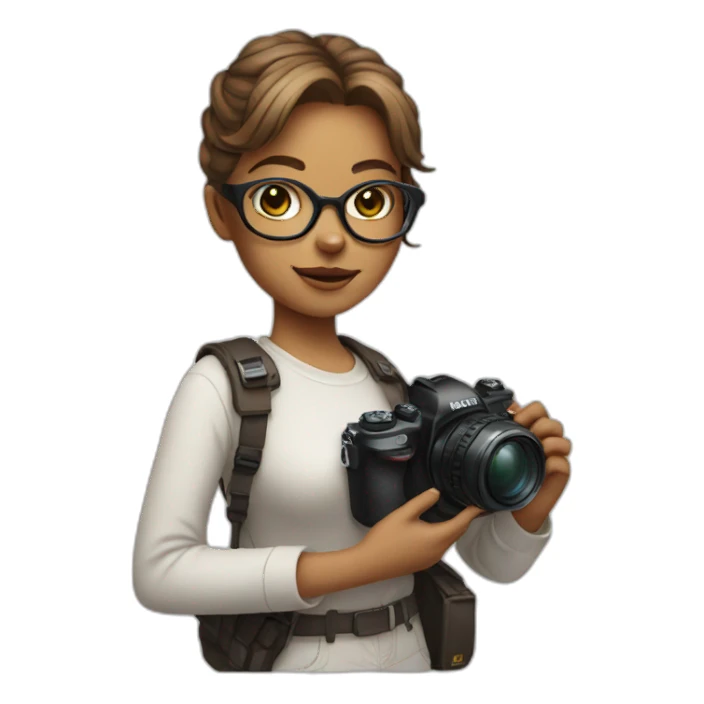 cat girl with a camera in glasses sticker