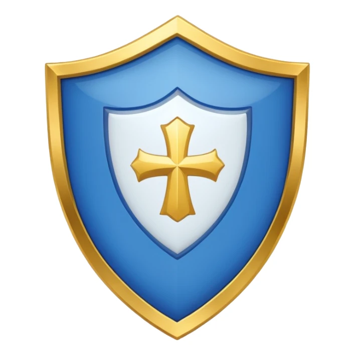 A shiny blue shield with a text white 7 in the middle and a flag animation sticker