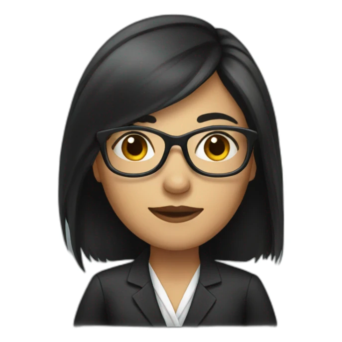 female lawyer with black long hair and glasses sticker