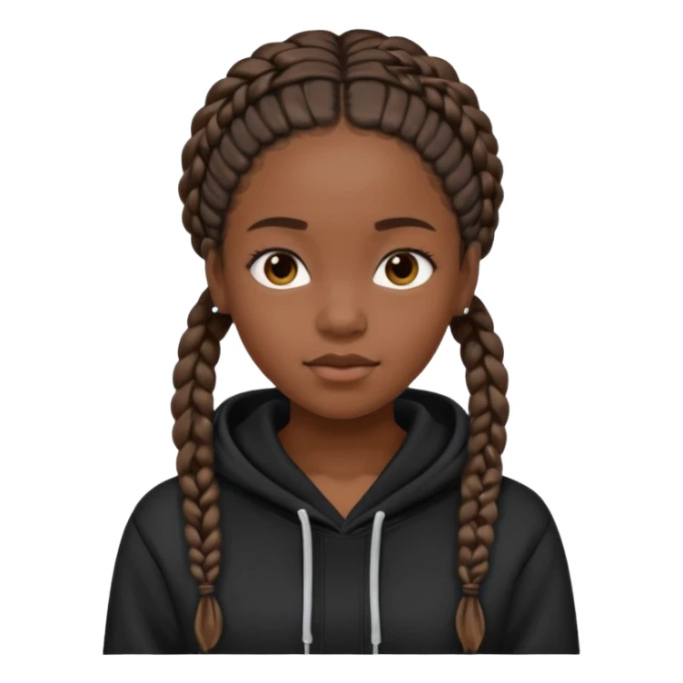 black girl with braids in a black hoodie sticker