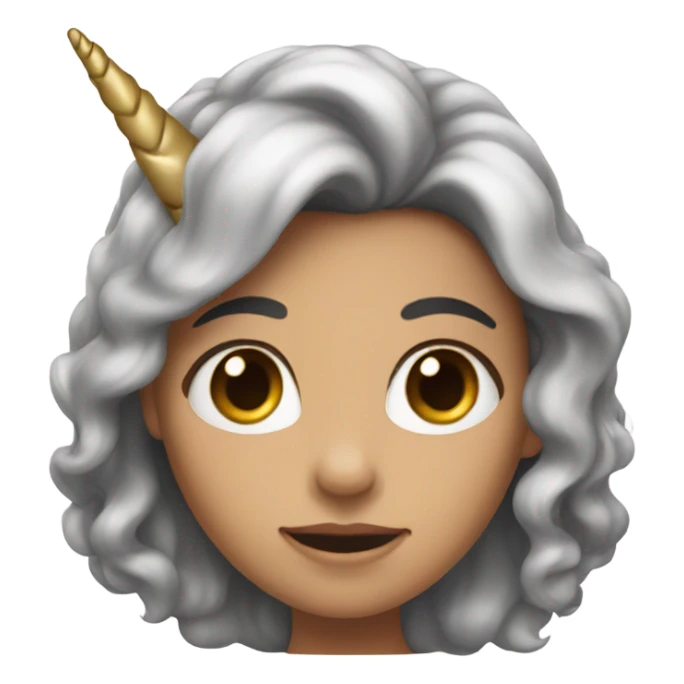 A girl with a unicorn horn sticker