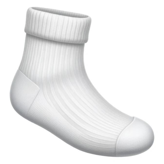 white sock seen directly from underneath showing bottom of the sole sticker
