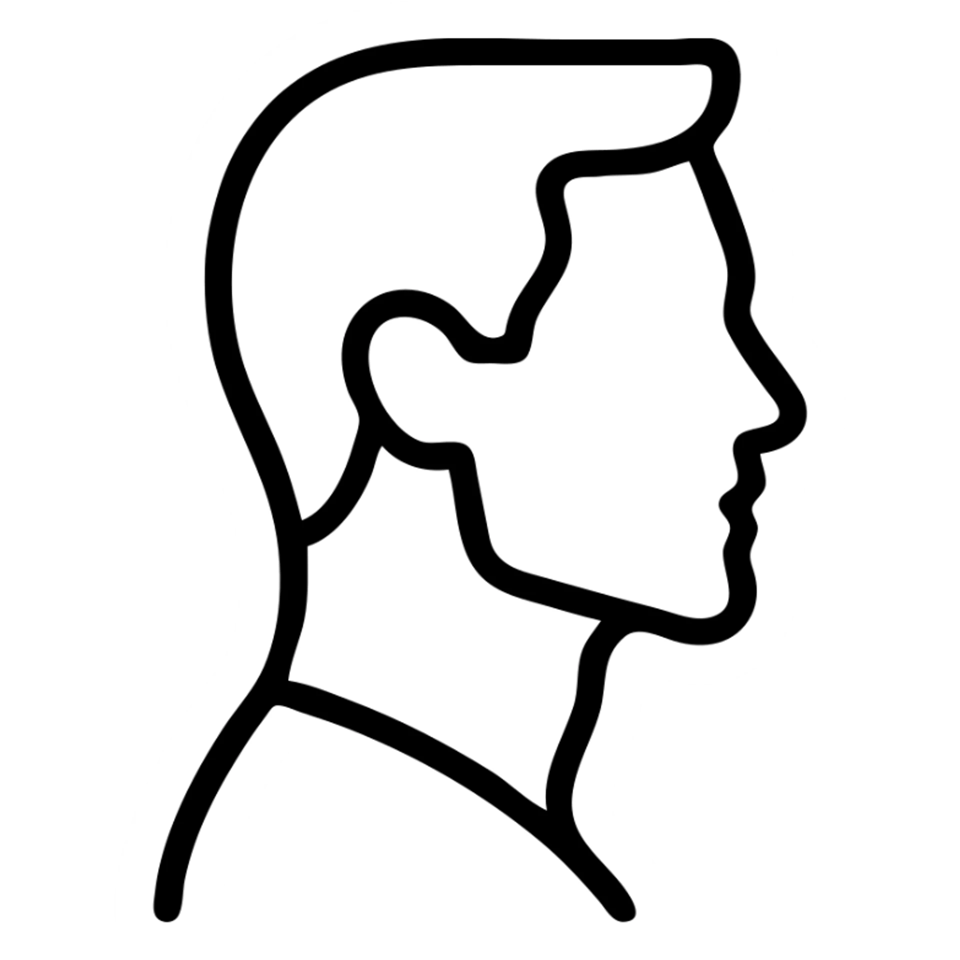 a man showing off his jawline, icon style, minimalistic, strong jawline emphasis sticker