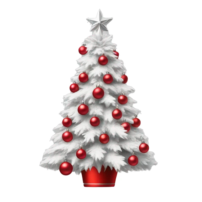 Perfect flocked Christmas tree with red and silver ornaments sticker