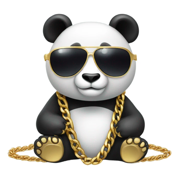 Panda with thick gold chain and sun glasses sticker