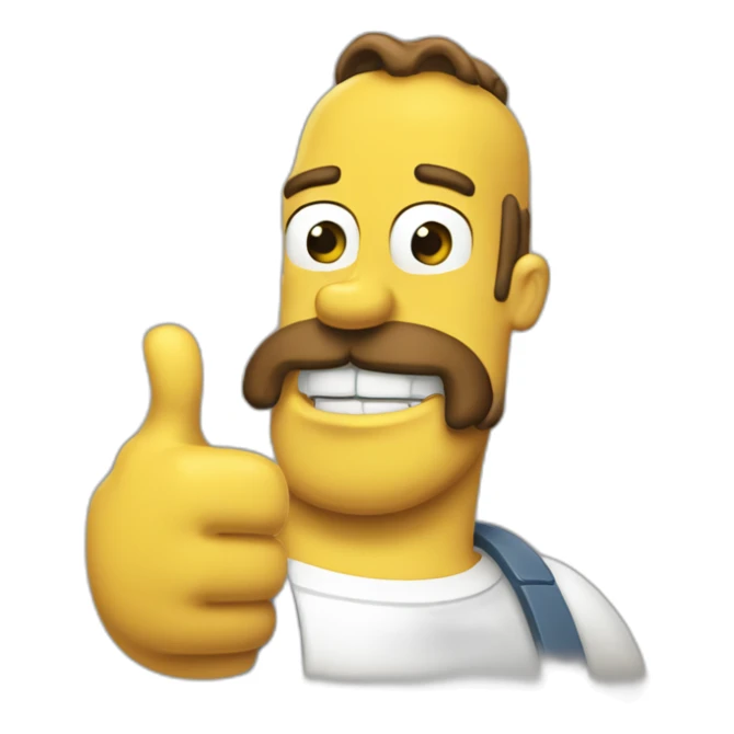 homer fat thumbs up with beard and moustaches sticker