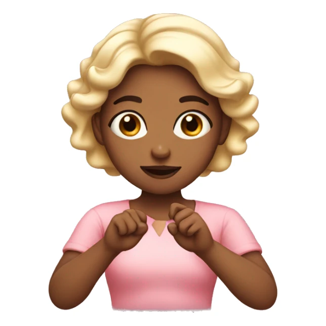 Girl with blush and 2 finger with 2 hand together  sticker