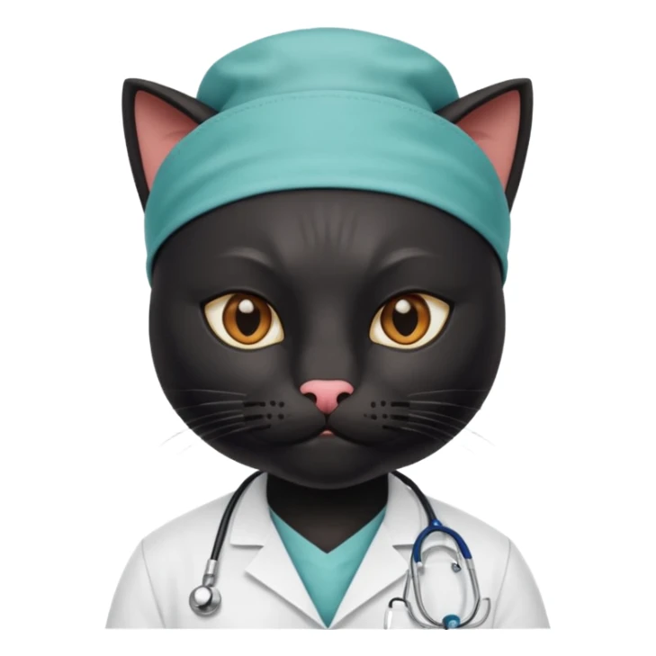 black doctor cat, surgeon mask sticker