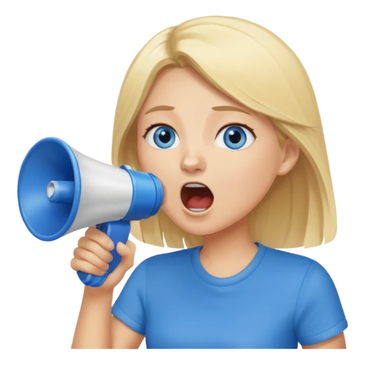  blue eyes blonde girl yelling into megaphone sticker