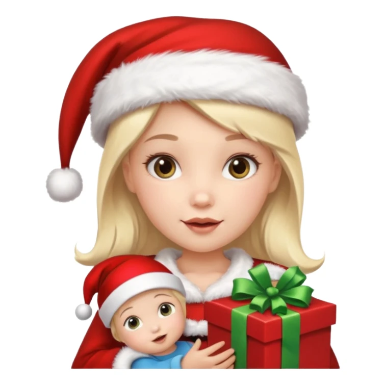 christmas girl with baby face sticker