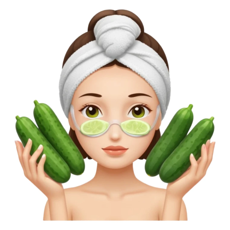 spa girl with towels and cucumbers on eyes  sticker