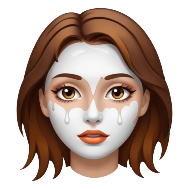 Brown Hair Woman , white paint , drip, face, hot sticker