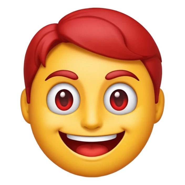 red-themed emoji character named DW, playful and energetic sticker