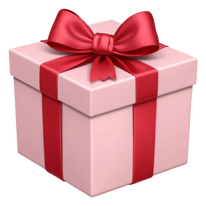 gift box pale pink with red satin bow sticker