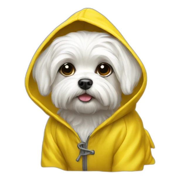 Maltese dog in yellow raincoat sticker