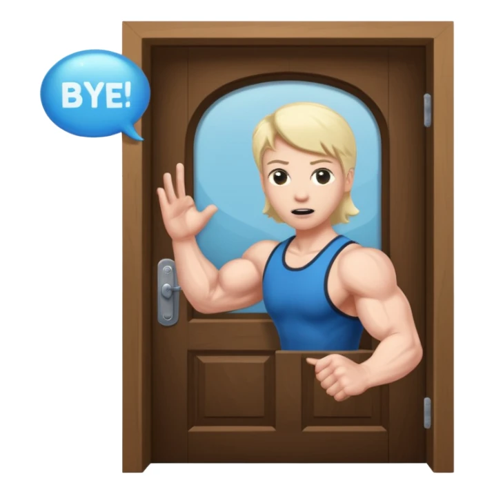 An arm slamming the door with a chat bubble that reads "Bye Felicia" sticker