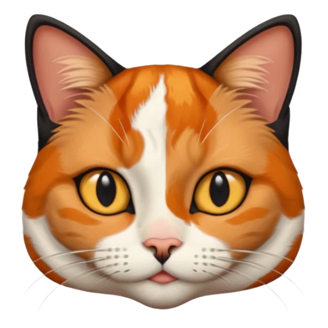 A calico cat with half its face ginger and the other half black sticker